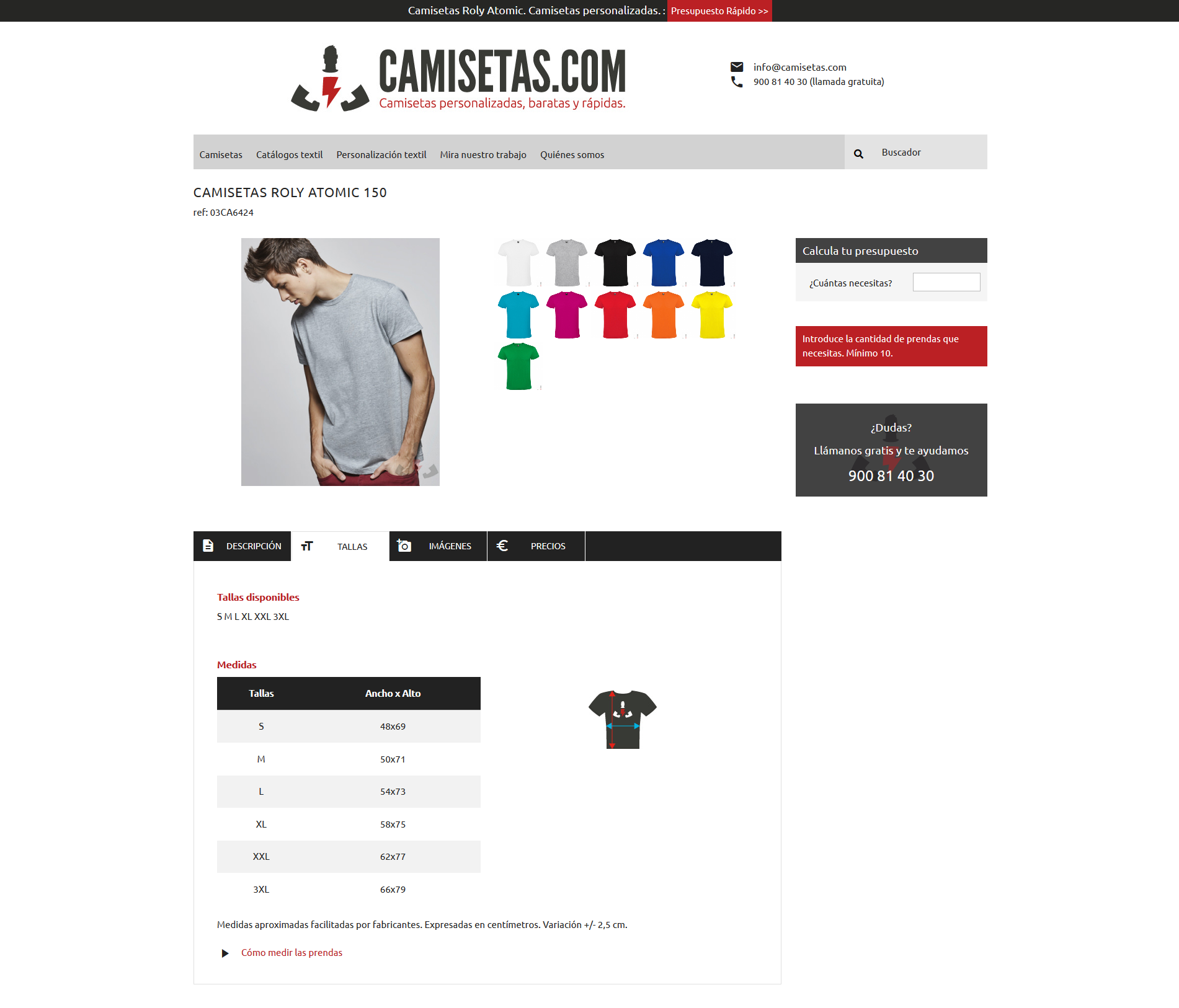 Captura medir camisetas